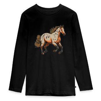 Horse Equestrian Sports - Teenager Premium Organic Long Sleeve Shirt - black - Front - AI Model Kid Female (0cm)