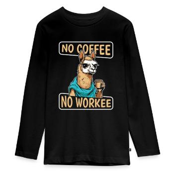 Kaffee Cafe Lama Pas De Café Pas de Workee - T-shirt manches longues Premium Ado - noir - Devant - AI Model Kid Female (0cm)