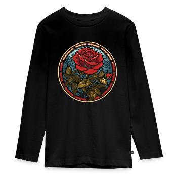 Rose rouge Goth - T-shirt manches longues Premium Ado - noir - Devant - AI Model Kid Female (0cm)