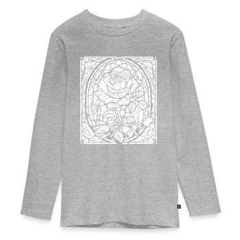 Rose rouge Goth - T-shirt manches longues Premium Ado - gris chiné - Devant
