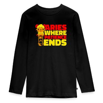 Widder Sternzeichen - Teenager Premium Bio Langarmshirt - Schwarz - Vorne - AI Model Kid Female (0cm)