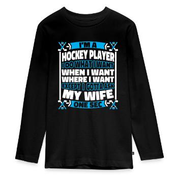 Eishockey - Teenager Premium Bio Langarmshirt - Schwarz - Vorne - AI Model Kid Female (0cm)