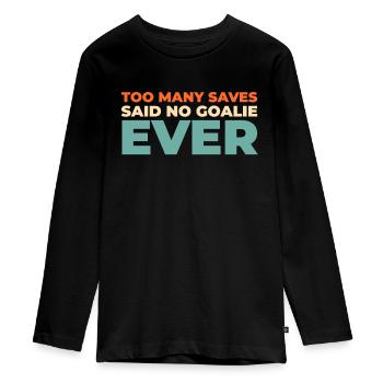 Eishockey Torwart Torwart Rettet - Teenager Premium Bio Langarmshirt - Schwarz - Vorne - AI Model Kid Female (0cm)