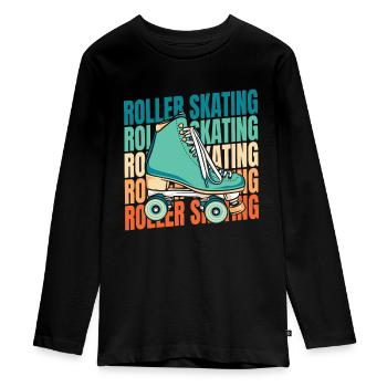 Rollschuhe Rollschuhlaufen - Teenager Premium Bio Langarmshirt - Schwarz - Vorne - AI Model Kid Female (0cm)