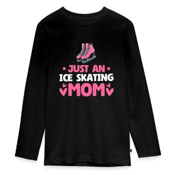 Schlittschuhlaufen Mutter - Teenager Premium Bio Langarmshirt - Schwarz - Vorne - AI Model Kid Female (0cm)