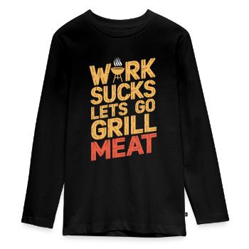 Bbq Grilling - Teenager Premium Organic Long Sleeve Shirt - black - Front - AI Model Kid Female (0cm)