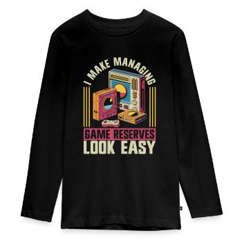 Garde-chasse - T-shirt manches longues Premium Ado - noir - Devant - AI Model Kid Female (0cm)
