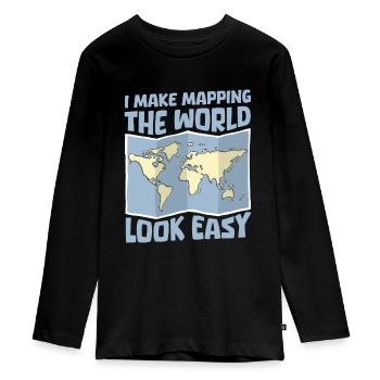 Geography Geographer - Teenager Premium Organic Long Sleeve Shirt - black - Front - AI Model Kid Female (0cm)