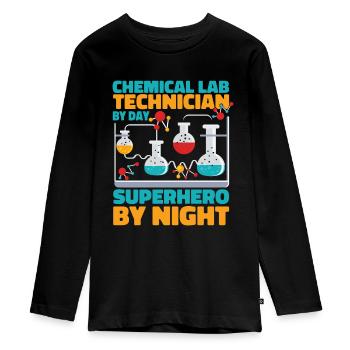 Chemical laboratory assistant - Teenager Premium Organic Long Sleeve Shirt - black - Front - AI Model Kid Female (0cm)