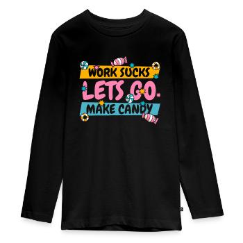Production de bonbons - T-shirt manches longues Premium Ado - noir - Devant - AI Model Kid Female (0cm)