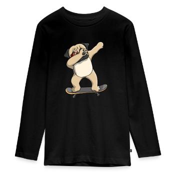 Dabbing Mops Sonnenbrille Skater Jungen Geschenk - Teenager Premium Bio Langarmshirt - Schwarz - Vorne - AI Model Kid Female (0cm)