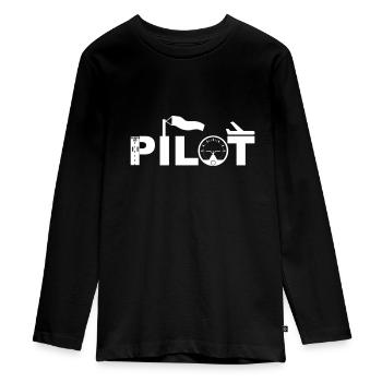 pilote aviation avion aviation piste - T-shirt manches longues Premium Ado - noir - Devant - AI Model Kid Female (0cm)