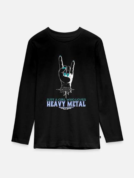 Heavy Metal - Teenager Premium Bio Langarmshirt - Schwarz