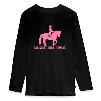 Chevaux chevaux - T-shirt manches longues Premium Ado - noir - Devant - AI Model Kid Female (0cm)