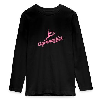 Gymnast Gymnastics Gymnastics Gymnastics Gymnastics - Teenager Premium Organic Long Sleeve Shirt - black - Front - AI Model Kid Female (0cm)