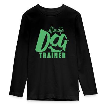 École canine chien trainer canin tour d’éducation canine - T-shirt manches longues Premium Ado - noir - Devant - AI Model Kid Female (0cm)