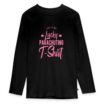 Skydiving - Teenager Premium Organic Long Sleeve Shirt - black - Front - AI Model Kid Female (0cm)