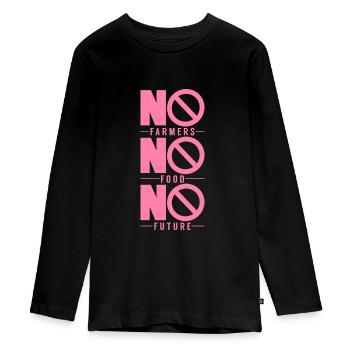 Demo Landwirtin Protest Bäuerin Bauernprotest - Teenager Premium Bio Langarmshirt - Schwarz - Vorne - AI Model Kid Female (0cm)