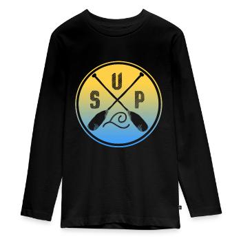 Stand Up Paddle - Teenager Premium Bio Langarmshirt - Schwarz - Vorne - AI Model Kid Female (0cm)