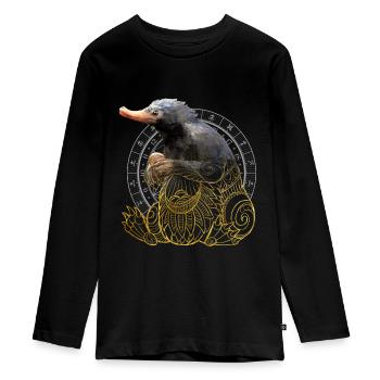 Fantastic Beasts Niffler - Teenager Premium Organic Long Sleeve Shirt - black - Front - AI Model Kid Female (0cm)
