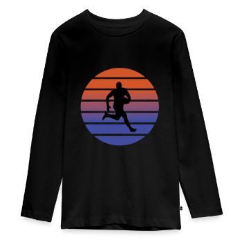 Rugby - Teenager Premium Bio Langarmshirt - Schwarz - Vorne - AI Model Kid Female (0cm)