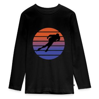 Speed skating - Teenager Premium Organic Long Sleeve Shirt - black - Front - AI Model Kid Female (0cm)