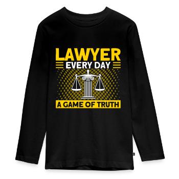 Juristische Fakultät Anwalt des Rechts Jura Studen - Teenager Premium Bio Langarmshirt - Schwarz - Vorne - AI Model Kid Female (0cm)