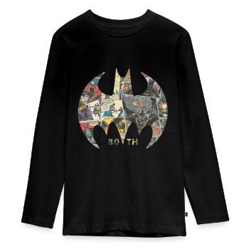 Batman 80 Jahre Comic - Teenager Premium Bio Langarmshirt - Schwarz - Vorne - AI Model Kid Female (0cm)