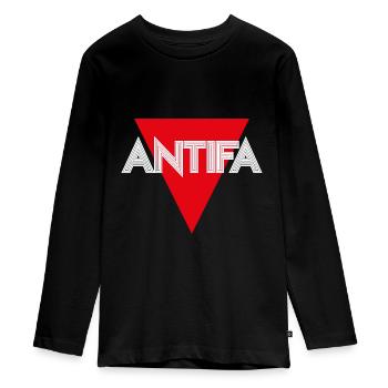 ANTIFA - Teenager Premium Bio Langarmshirt - Schwarz - Vorne - AI Model Kid Female (0cm)