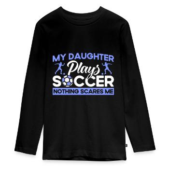 Mutter Sportfan Fußball Geschenk - Teenager Premium Bio Langarmshirt - Schwarz - Vorne - AI Model Kid Female (0cm)