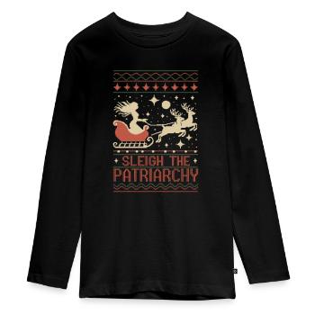 Feminist Christmas Sleigh the Patriarchy - Teenager Premium Bio Langarmshirt - Schwarz - Vorne - AI Model Kid Female (0cm)
