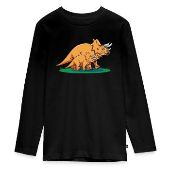 Dinosaurier Triceratops Lustiger Dino - Teenager Premium Bio Langarmshirt - Schwarz - Vorne - AI Model Kid Female (0cm)