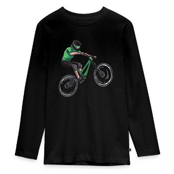Mountain biker MTB - Teenager Premium Organic Long Sleeve Shirt - black - Front - AI Model Kid Female (0cm)