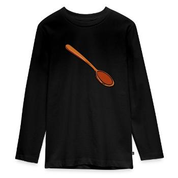 Cuillère en bois - T-shirt manches longues Premium Ado - noir - Devant - AI Model Kid Female (0cm)