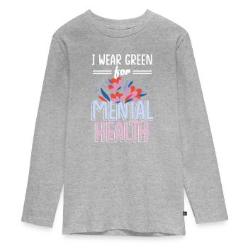 pour la sensibilisation à la stigmatisation liée à la santé mentale P - T-shirt manches longues Premium Ado - gris chiné - Devant