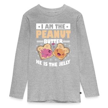 Erdnussbutter Gelee Verlobte Paare - Teenager Premium Bio Langarmshirt - Grau meliert - Vorne