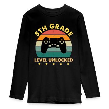 Niveau 5e année Débloqué Vintage Sunset - T-shirt manches longues Premium Ado - noir - Devant - AI Model Kid Female (0cm)