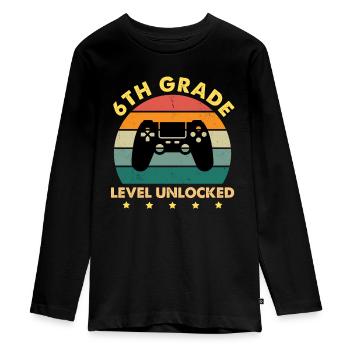 Niveau 6e année Débloqué Vintage Sunset - T-shirt manches longues Premium Ado - noir - Devant - AI Model Kid Female (0cm)