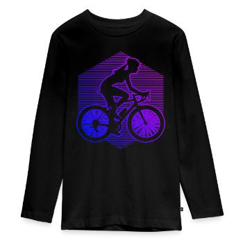 Radfahrer Fahrradfahren Fahrrad Radeln - Teenager Premium Bio Langarmshirt - Schwarz - Vorne - AI Model Kid Female (0cm)