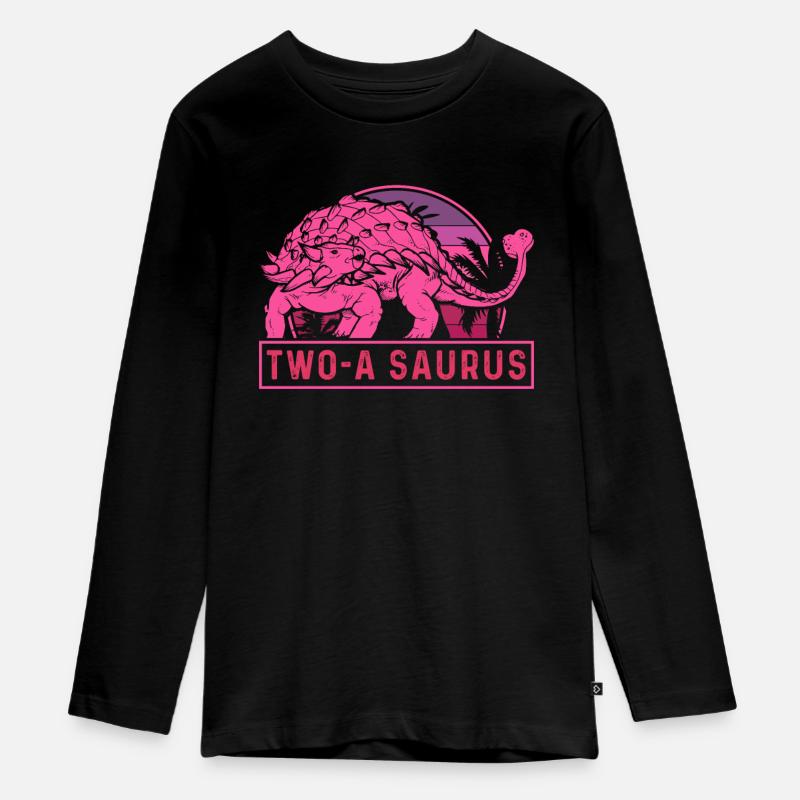 Two-A Saurus Ankylosaurus 2e anniversaire - T-shirt manches longues Premium Ado - noir