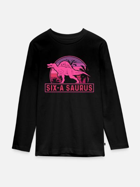 Six-A Saurus Spinosaurus 6th Birthday - Teenager Premium Organic Long Sleeve Shirt - black