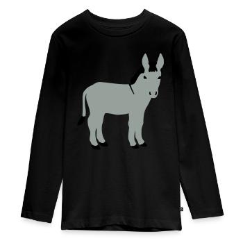 Eselchen Vektor vorn - Teenager Premium Bio Langarmshirt - Schwarz - Vorne - AI Model Kid Female (0cm)