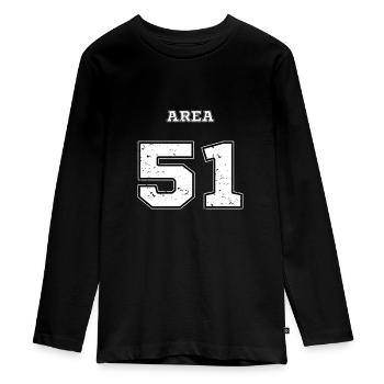 AREA 51 Alien Saucer UFO Alien - Teenager Premium Organic Long Sleeve Shirt - black - Front - AI Model Kid Female (0cm)