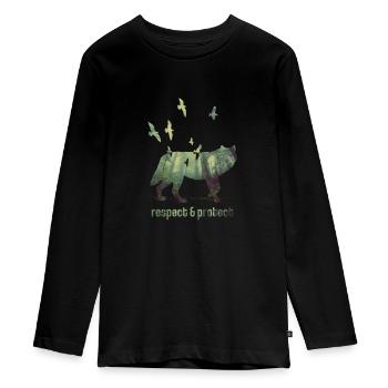 Wolf Woelfe protection de la nature sauvage protection des animaux - T-shirt manches longues Premium Ado - noir - Devant - AI Model Kid Female (0cm)