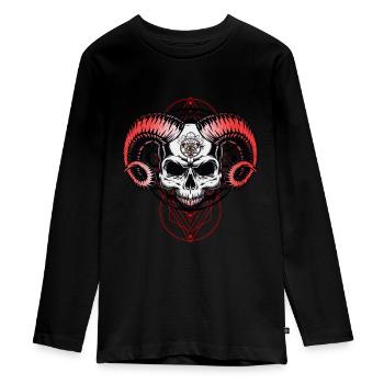 Devil's eye - Teenager Premium Organic Long Sleeve Shirt - black - Front - AI Model Kid Female (0cm)