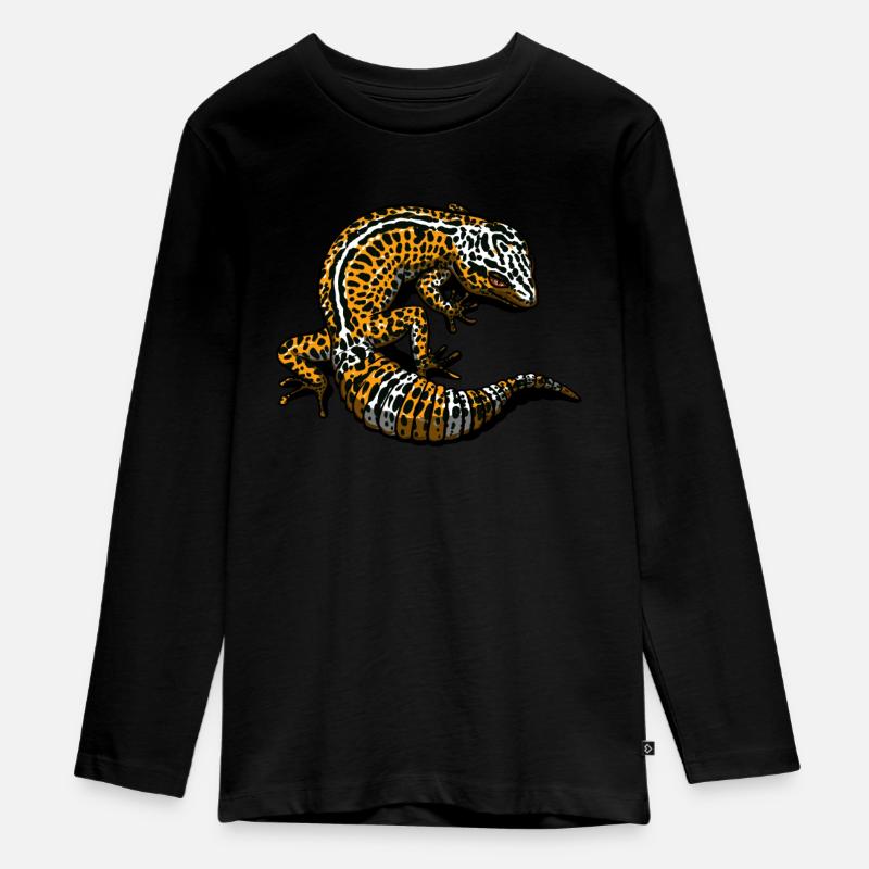 Leopard-Gecko-Eidechsen-Reptil - Teenager Premium Bio Langarmshirt - Schwarz