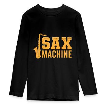 Sax machine, saxophone saxophone - Teenager Premium Organic Long Sleeve Shirt - black - Front - AI Model Kid Female (0cm)