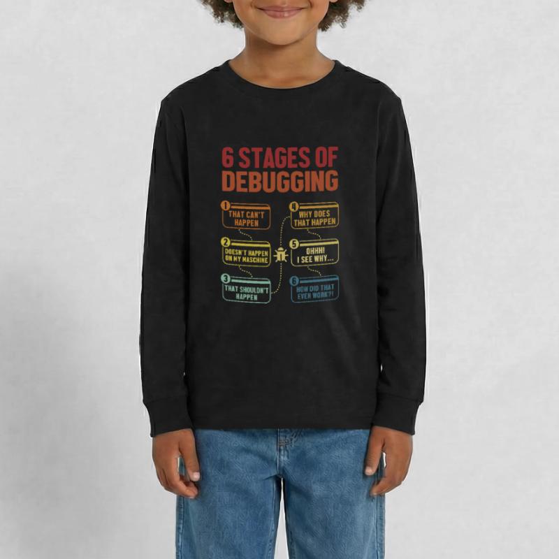 6 Stages of Debugging Full Stack Coder Software Teenager Premium Organic Long Sleeve Shirt