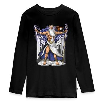 Griechischer Gott Zeus - Teenager Premium Bio Langarmshirt - Schwarz - Vorne - AI Model Kid Female (0cm)