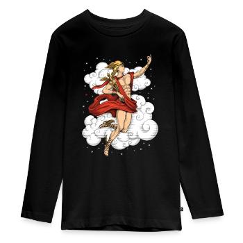 Dieu grec Hermès - T-shirt manches longues Premium Ado - noir - Devant - AI Model Kid Female (0cm)